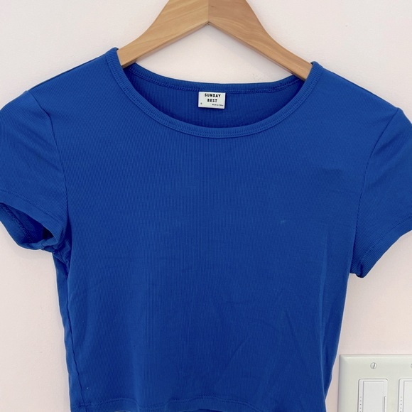 WORN ONCE Aritzia Cropped Ribbed Tee - Picture 3 of 4